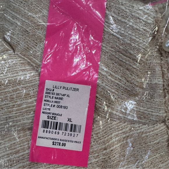 Lilly Pulitzer Noella Vest in Latte, Pearl Accents, Gold Metallic thread - Picture 5 of 5